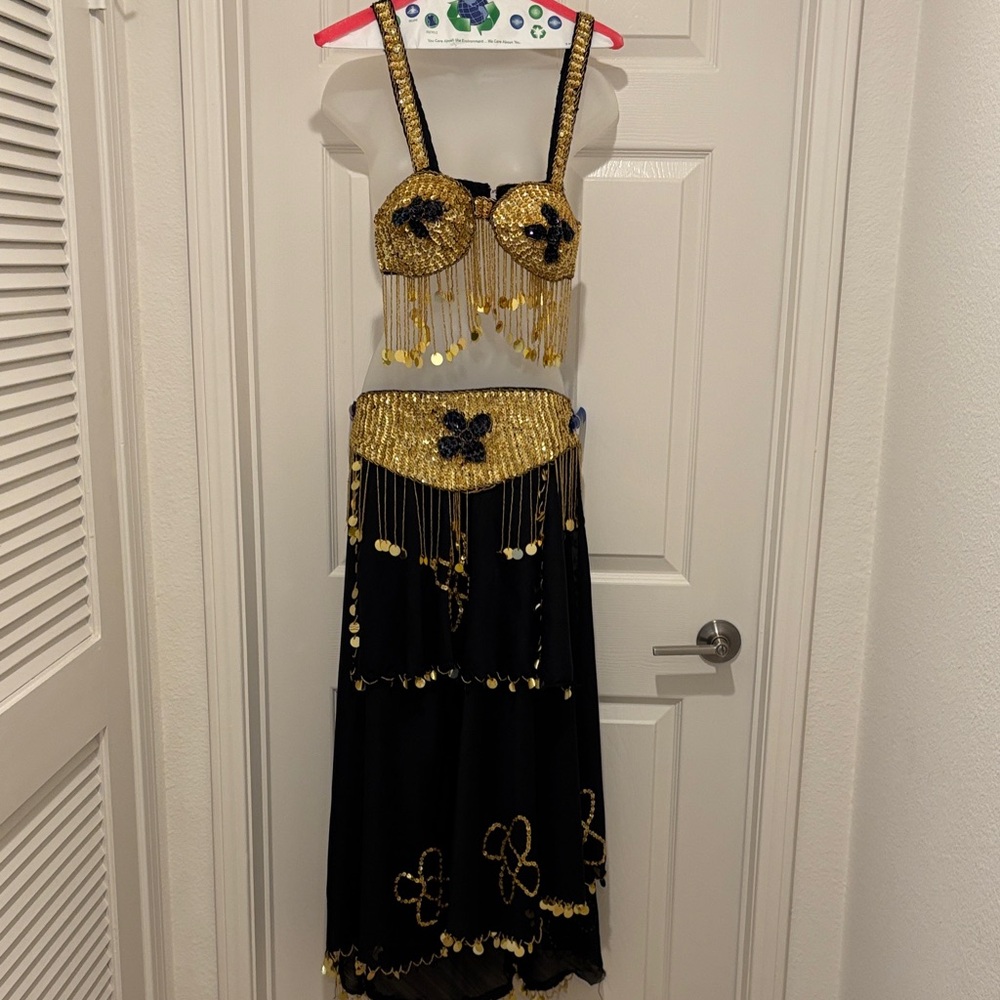 Gold and Black Womens Belly Dance Costume